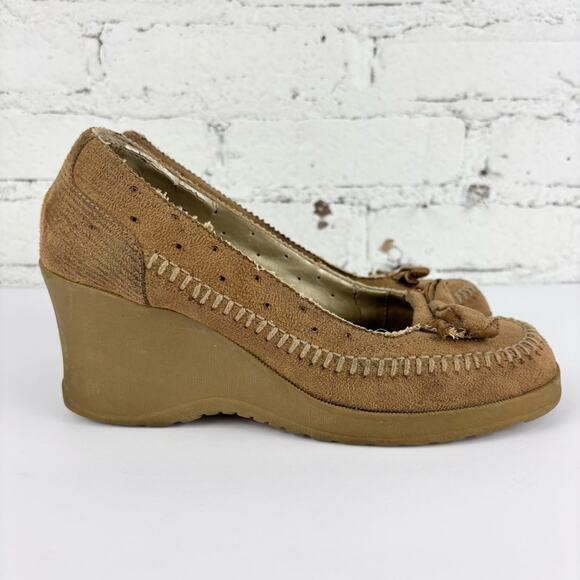 Vintage 90’s Y2K Bongo Faux Suede Wedge Platforms - Picture 2 of 11